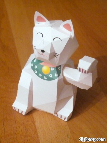 3D Paper Model Lucky Cat Papercraft Puzzle Fortune Cats Collections DIY Arts 