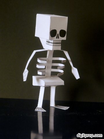 Papercraft imprimible y armable de un esqueleto / skeleton. Manualidades a Raudales.